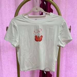 White Graphic Disney Tee with Red Design